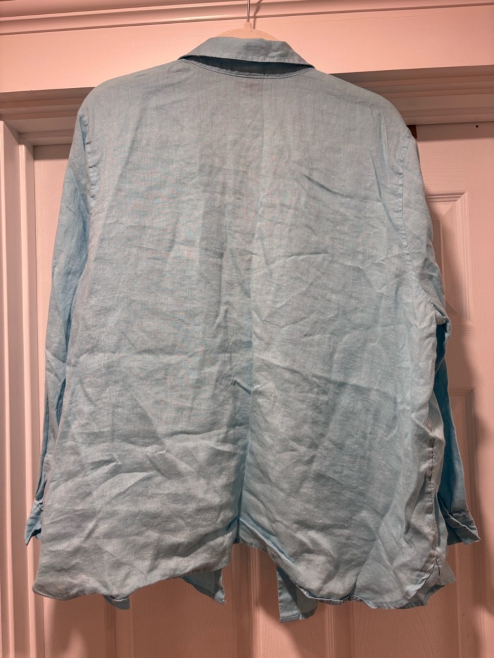 J. JILL Women’s Light Blue Linen Button-down 3/4 Sleeve Shirt (XL) - Picture 2 of 4
